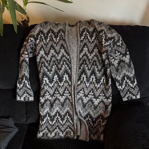 Lucky Brand Black and White Patterned Cardigan